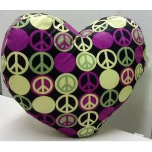  Heart Shape Decorative Pillow Peace Sign, Color Multi (Black 