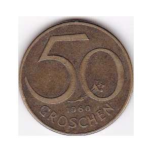  1960 Austria 50 Groschen Coin 