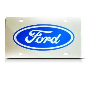  Ford Silver Metal Mirror Finish Stainless Steel License 