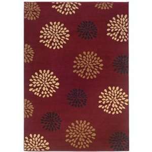 Home Fashions Design CC10168 Charbel Red Flower Burst Contemporary Rug 