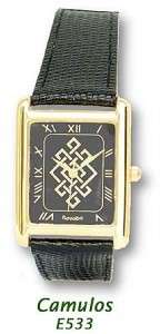 Irish Celtic Key Pattern Mens Gold Plated Watch Quartz  