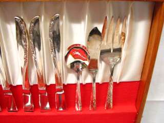 SET 51 WM ROGERS AA SILVER PLATE BRITTANY ROSE FLATWARE  