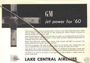 LAKE CENTRAL AIRLINES 1960 CV 580 Jet Power For 60s Ad  