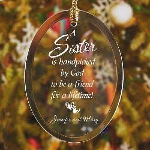  Personalized Sister Glass Ornament