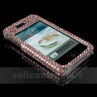 Fashion Pink Red Full Bling Rhinestones Hard Case Cover iphone 4 4G 4S 