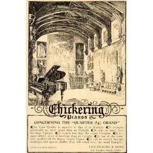  1903 Vintage Ad Chickering Quarter Grand Piano Hall Music 