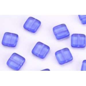  Sapphire Czech Glass Chicklet Square Beads Arts, Crafts 