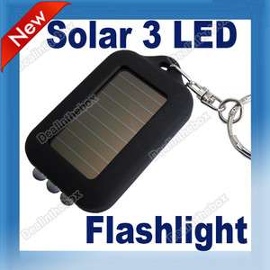   Portable 3 LED Flashlight 45Mah solar panel Powered Re charger Torch