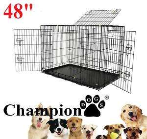 48 Champion 3 Door Folding Dog Crate Cage Kennel Divid  
