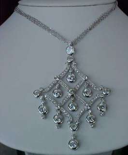 HOLLYWOOD GLAMOUR Signity CZ CHANDELIER Necklace 22 25  