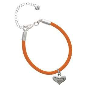 love being Me Heart Charm on an Orange Malibu Charm Bracelet