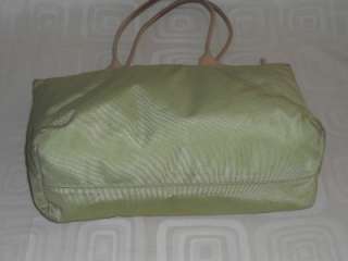   and Leather Trim Large Bright Green Tote Handbag Purse *Soiled*  