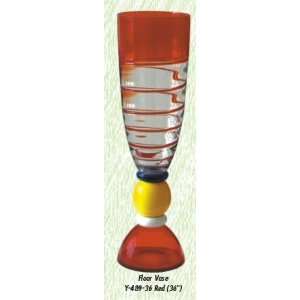    Rosella Red Vase Hand Blown Modern Glass Vase