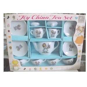  Vintage Toy China Tea Set with Girl with Bouquet Design 