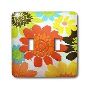 Florene Sixties   Brown Turquoise Yellow Pop Flowers   Light Switch 