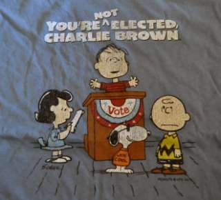 CHARLIE THE BROWN YOURE NOT ELECTED XL T SHIRT SDCC PEANUTS COMIC CON 