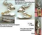 SNOOPY SKIER Silver & 24KT Gold Charm/Pendant NEW