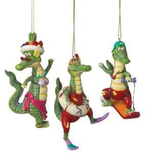  Alligator Fun Christmas Ornaments Set of 3