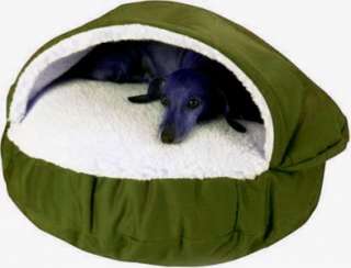 LARGE 35 ROUND OLIVE THICK PET CAVE DOG BED ~ XTRA PAD  