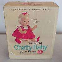 1962 Mattel Chatty Baby 18 Blonde Talking Doll With Original Box 