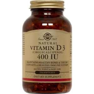 Solgar, Vitamin D3 (Cholecalciferol) 400 IU, 250 Softgels