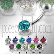 WHOLESALE 10PCS. 14G STEEL JEWELED BELLY NAVEL RINGS  