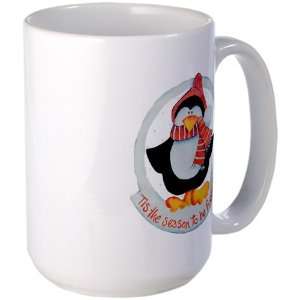 Large Mug Coffee Drink Cup Christmas Penguin Tis The Season To Be 
