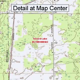  USGS Topographic Quadrangle Map   Secord Lake, Michigan 