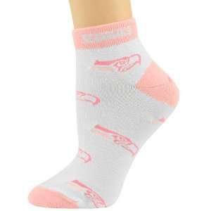 com Seattle Seahawks Ladies White Pink All Over Team Logo Ankle Socks 