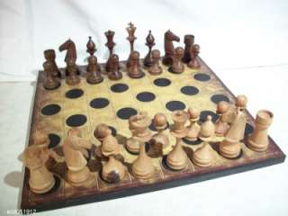 Leather Chess Board With Wood Chess Pieces  