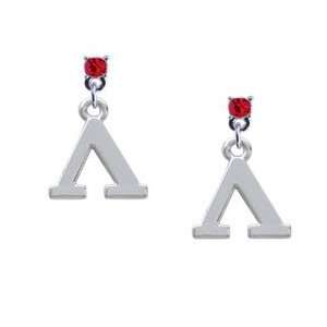 Greek Letter Lambda Red Swarovski Post Charm Earrings [Jewelry]