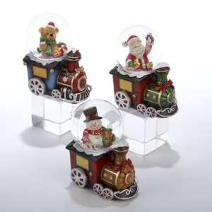   Pack of 12 Santa Claus, Snowman and Bear Train Christmas Snow Globes