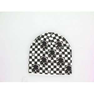  New Ski Snowboard Beanie Hat White with Black Squares and 