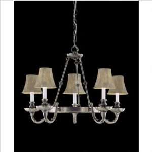 Sheraton Five Light Ring Chandelier with Silver Oil Cloth 