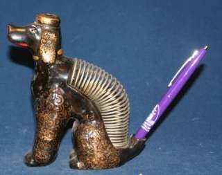 Vintage Poodle Dog Figurine Slinky Letter Pen Holder  