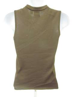 DKNY Brown Silk V Neck Sleeveless Shirt Blouse Top Sz P  