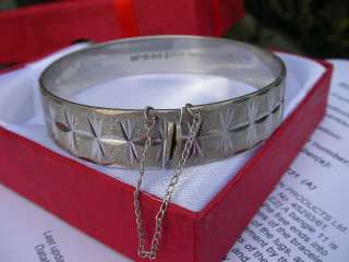   Heavy English Sterling Silver Cuff Bracelet Slave Bangle Chain 925 Box