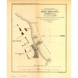 Civil War Map Fort Johnston, Smithville, N.C. Evacuated Jan 16, 1865 
