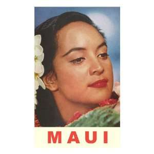  Maui, Hawaiian Lady with Frangipanis in Hair Premium 