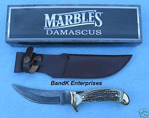 MARBLES DAMASCUS SKINNER MR512 Stag knife/knives NIB  