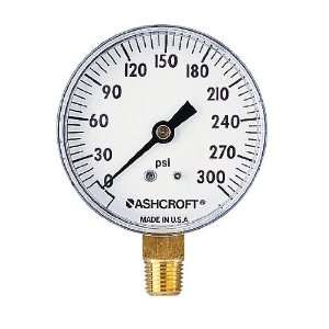 to 30 psi Utility Gauge, 2 1/2 Dial, Bottom Connection  