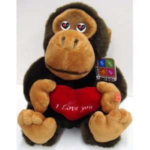   Day Gift Gorilla Sitting Plush with Heart and Sound Toys & Games