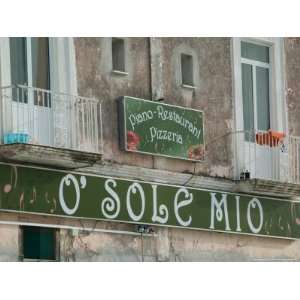 com OSole Mio Pizzeria Sign, Ischia, Bay of Naples, Campania, Italy 