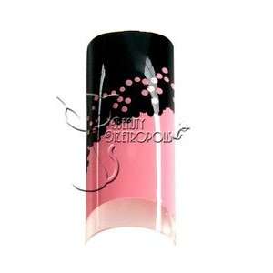 Pink/Black Lace Pre designed Acrylic/UV Gel Artificial/False French 