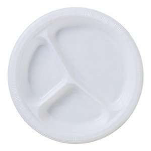  Bright White (White) Plastic Divided Dinner Plates Health 