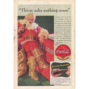  1941 Ad Coca Cola Santa Claus Coke Original Vintage Print Ad 