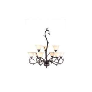 Framburg 1459FI COG Orchard 9 Light Two Tier Chandelier in Forged Iron 