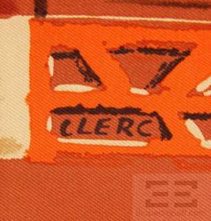Hermes Orange Silk Jean Louis Clerc Stable Print 90cm Square Scarf NEW 