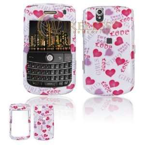 White with Hot Pink and Purple Love Hearts Design Snap On Cover Hard 