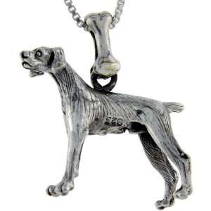  925 Sterling Silver Pointer Dog Pendant (w/ 18 Silver 